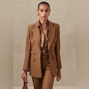NWOT Banana Republic Lido Cinnamon Brown Sculpted Blazer Wool Size 10